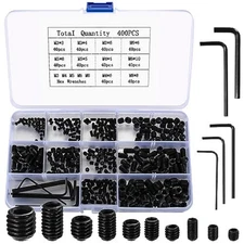 Set Screws Assortment Kit, 400 Pcs M3/M4/M5/M6/M8 Allen Head Hex Socket Grub Scr