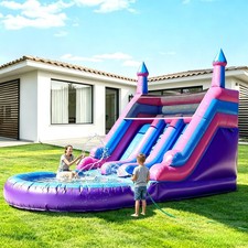 Commercial Inflatable Bounce House Pink Dual Lane Water Slides Combo with Blower