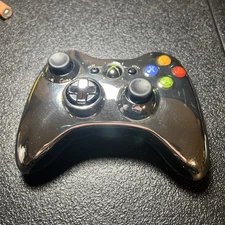 Xbox 360 Silver Chrome Wireless Controller OEM Genuine (New Thumbsticks)