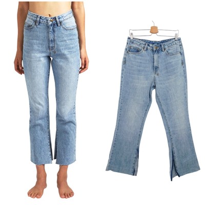 Ksubi Women's Blue High Rise Skinny Kick'n Flare Cropped Denim Jeans Size 29