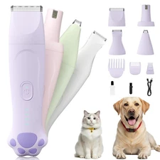 Dog Paw Trimmer - 4-in-1 Dog Clippers Grooming Kit with Low Noise & IPX7 Wate...