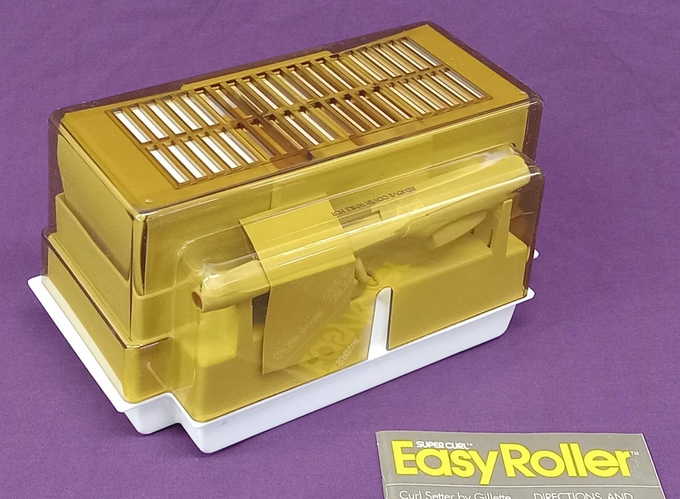 Gillette Super Curl Easy Roller Curlers Vintage Case Clips Hot Rollers - Image 3 of 4