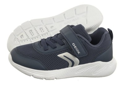 Geox Little Boy Gym Shoes B Sprintye B Mesh And Geobuck Size 8.5 In Navy