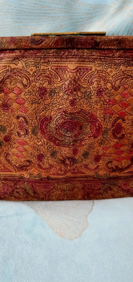 Vintag Handtasche(19Jh.anfang20Jh.) , fein geprägtes Leder, - Bild 3 von 4