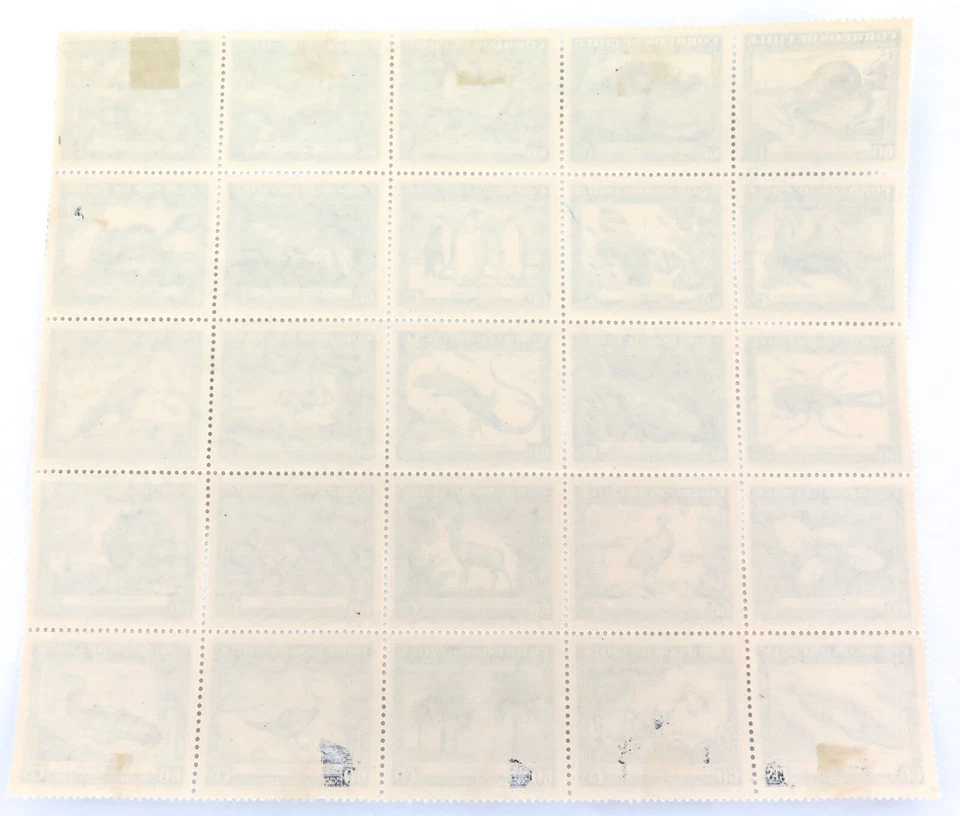 .SCARCE 1944 CHILE BLOCK of 25 60 Cents, FLORA & FAUNA, CLAUDIO GAY. MH - Image 3 of 4