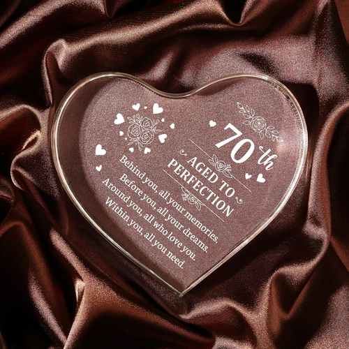 70Th Birthday Gifts for Women , Stunning Aged to Perfection Heart Arcylic Keepsa - Picture 5 of 7