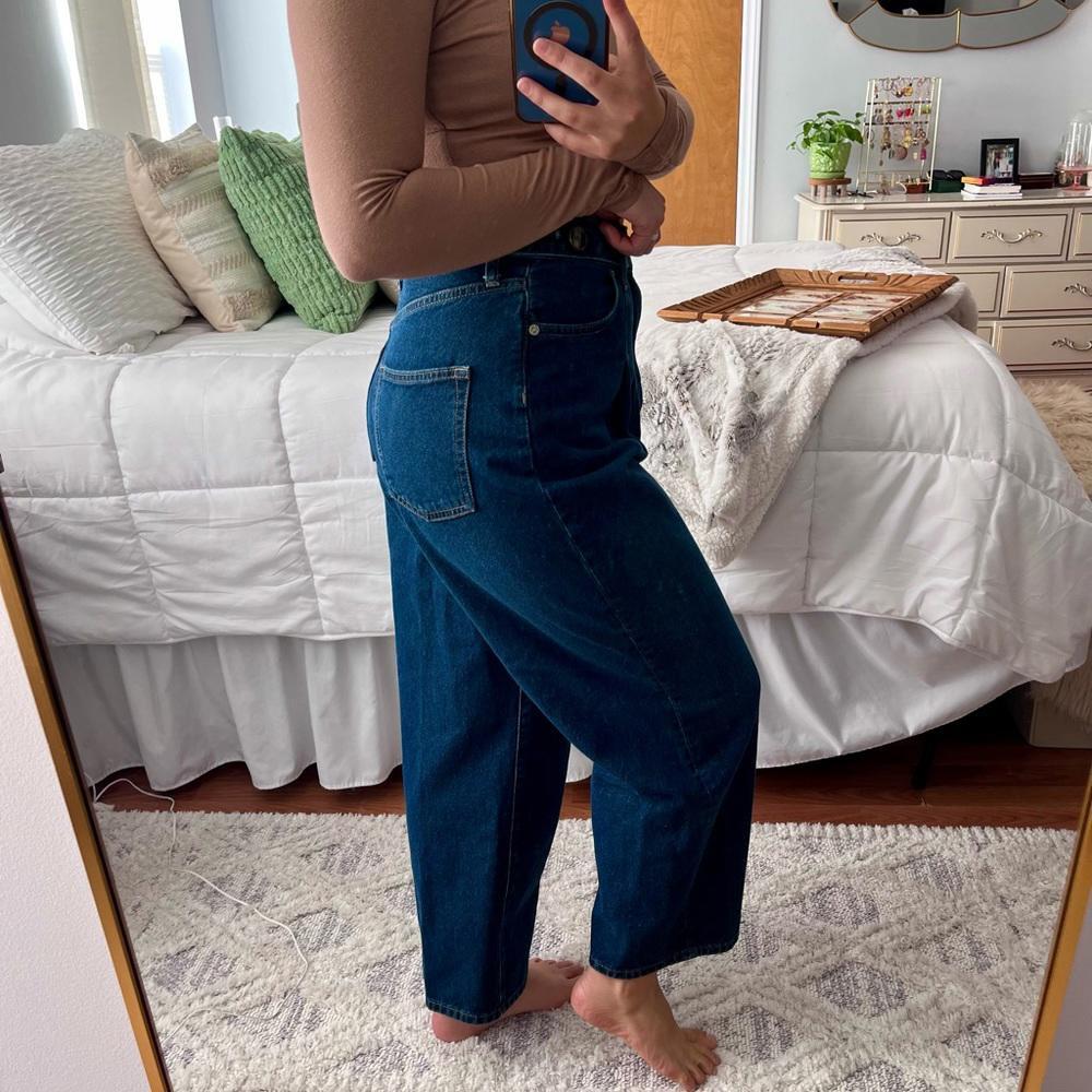 We The Free Wide Leg Balloon Style Dark Wash Jeans | eBay