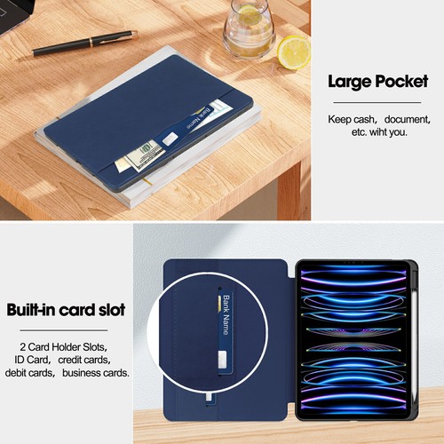 Leather Cover Case For iPad 7/8/9th Gen Air 11 inch M3 2025 6 5 4 3 Pro 11 10.5" - Picture 18 of 63