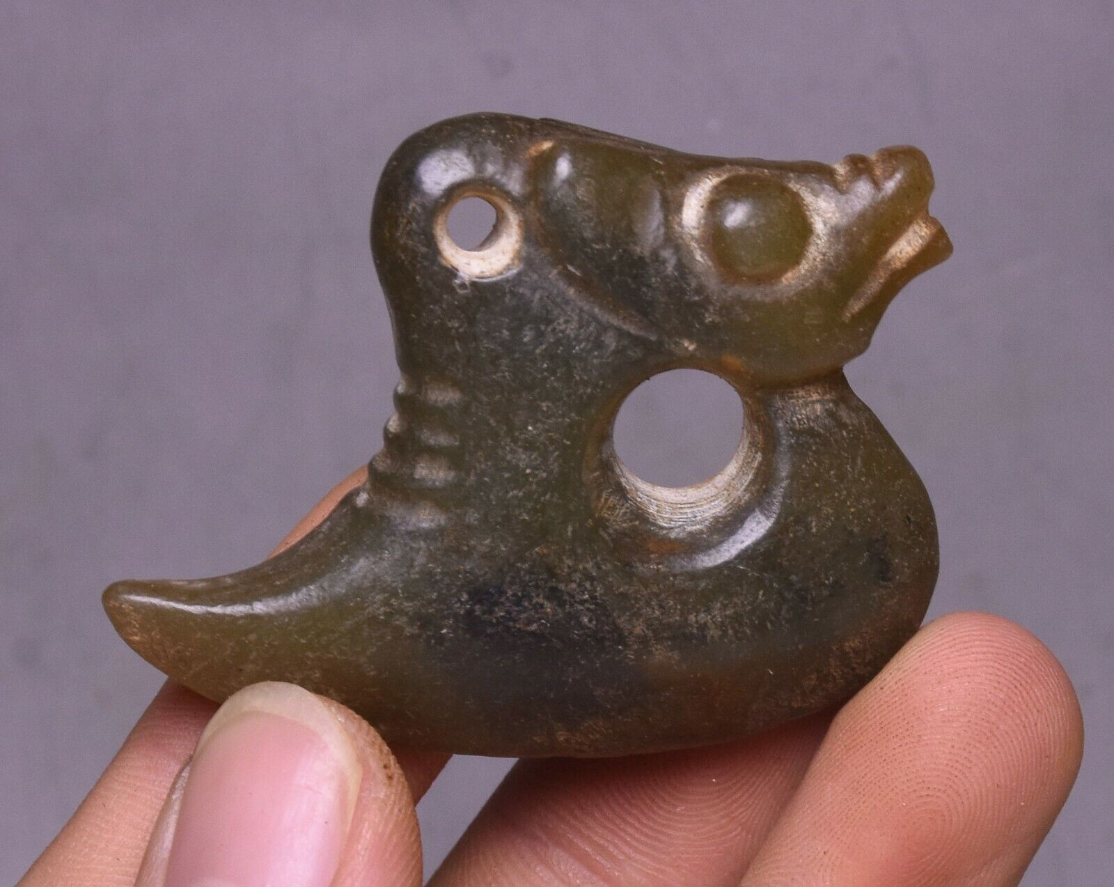 5.5cm Hongshan Culture Jade Carved Pig Dragon Amulet Pendant