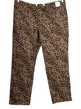 TERRA & SKY Straight Leg Leopard Print Denim Jeans Plus Sz 20W Petite