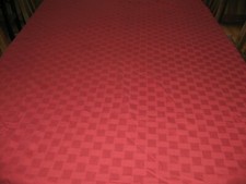 VINTAGE OVAL TABLECLOTH BURGUNDY 60 BY 96 CHECKS COTTON 
