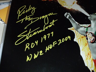 RICKY THE DRAGON STEAMBOAT SIGNED 11X14 PHOTO METALLIC WWE HOF 09