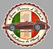GRAND PRIX MONZA 9cm VINTAGE AUTODROME CIRCUIT FORMULA 1 AUTO STICKER AU005