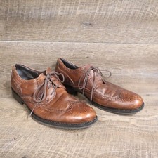 Chaps Leather Dress Casual Wing Tip Oxfords Brown Dress Shoes Men's Size 11 M