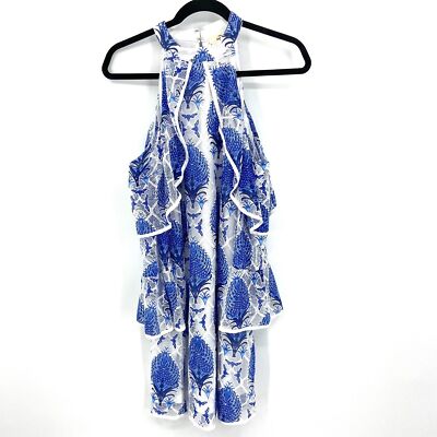 entro blue and white dress Entro Powder Blue Cotton Vintage Floral Mini Dress main image 0