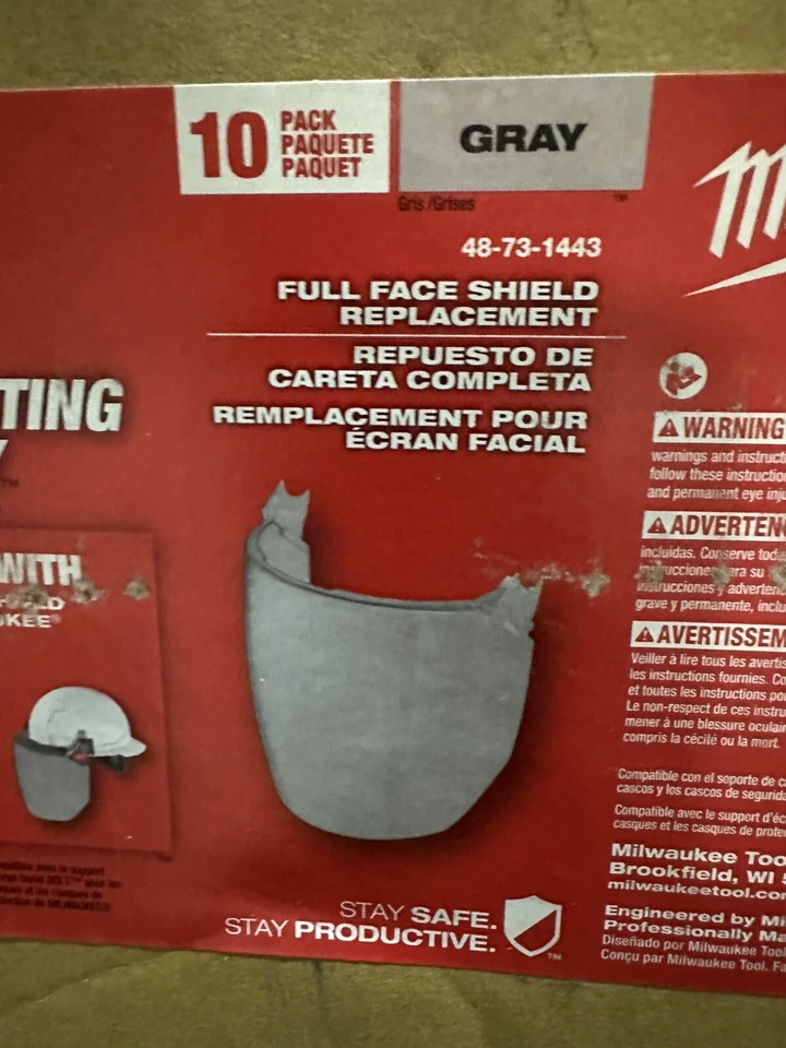 $420 NUEVO Protector Facial Original Milwaukee 48-73-1443 PERNO Reemplazar Paquete de 10 Gris Gm Foto 3 de 4