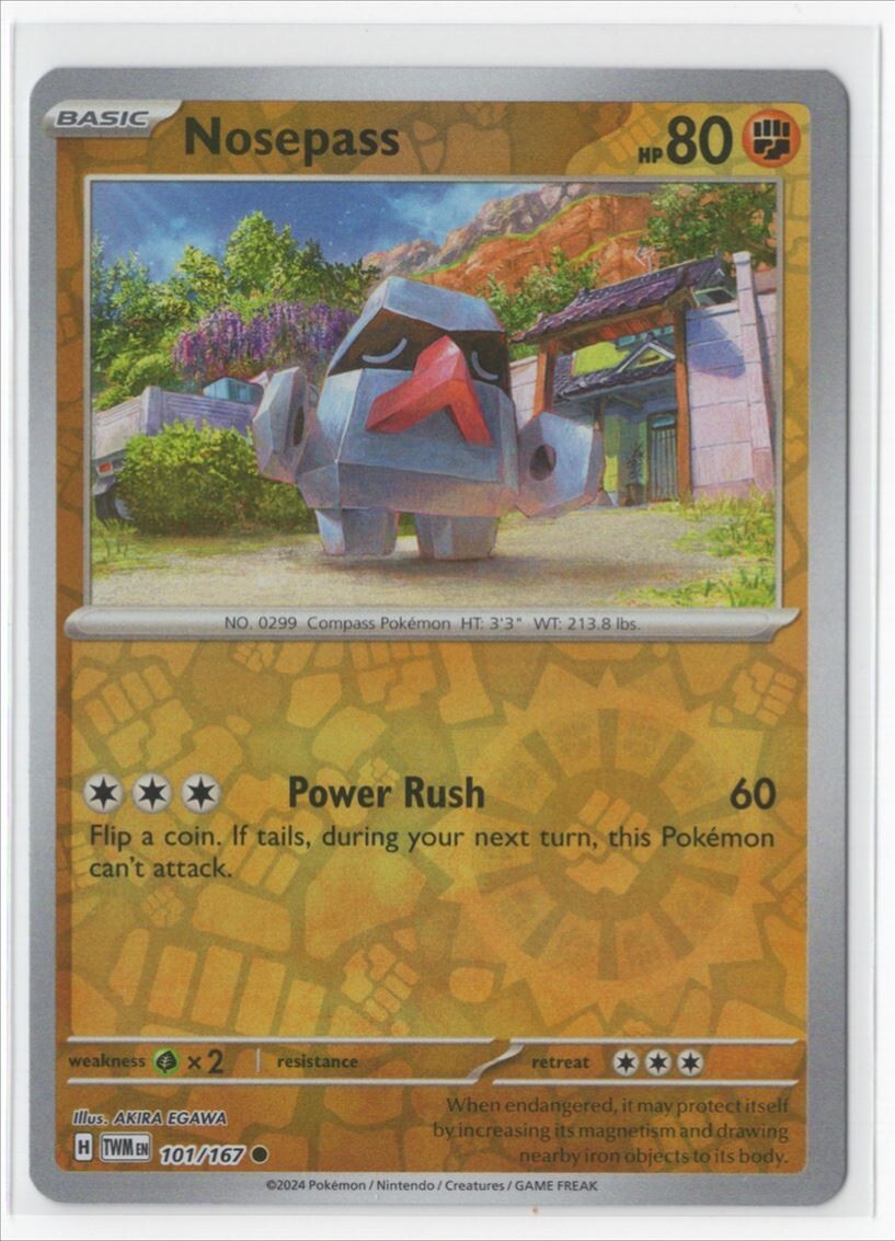 Pokemon Twilight Masquerade 101/167 Nosepass Reverse Holo