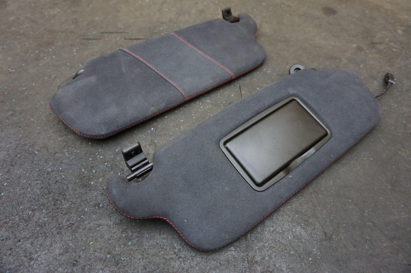 Set 2 Sun Visor Shade Black Red Stitch OEM Ferrari 612 Scaglietti Sessanta