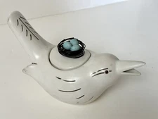 Mudpie’s Ceramic Nesting Bird Tea Pot w Robin Eggs In Nest Lid Sweet Charming EC