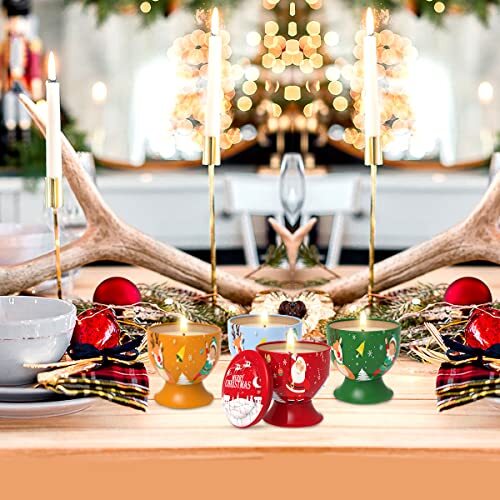 Set of 4 Christmas Snowman Santa Claus Scented Candles Gift Set for Home - Picture 5 of 8