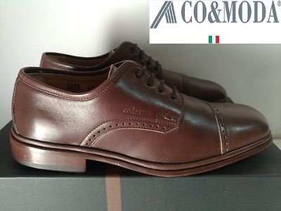Co & Fashion French Men's Brown Lace Up Derby Shoe MADE IN ITALY #44 New