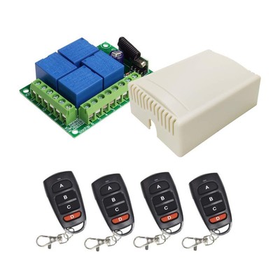 433MHz RF Funk Fernbedienung Schalter Kabellos 4 Kanäle Relais 12V Empfänger ...