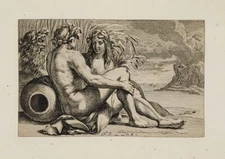 François BOURLIER - Dieux de la rivière - Gravure fin XIIe s. 14,2 X 22,3 cm