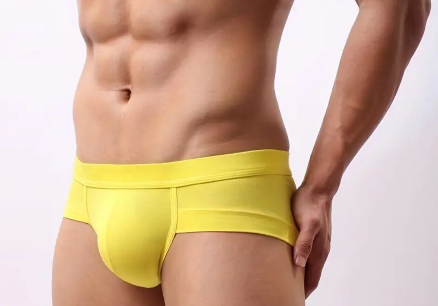 New Men's Sexy Silky Yellow Jockey Low Rise Sports Brief w/Contoured