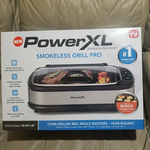power xl 1500 watt smokeless grill pro with griddle plate