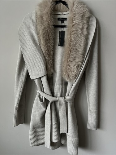 NWT Banana Republic Womens Removable Faux Fur Sweater Cardigan Coat S Ski $298
