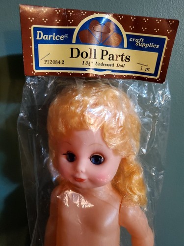 Darice 13.5" Doll Parts Blonde Yellow Hair Sleepy Blue Eyes - Picture 2 of 5