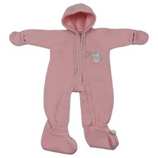 Vintage Cute Pink Full Zip One Piece Footie Pajamas Size 0  9 Months