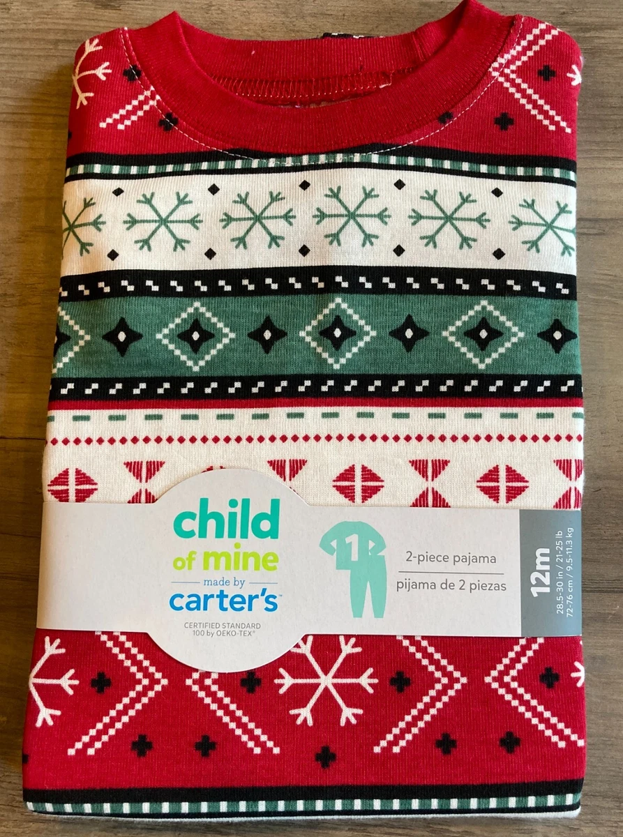 NWT Child of Mine Size 12M Fair Isle Christmas Pajamas Two Piece