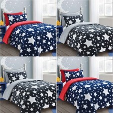 Stars Pattern Teddy Fleece Duvet Quilt Cover Sets Soft Warm Cosy Bedding Sets NZ