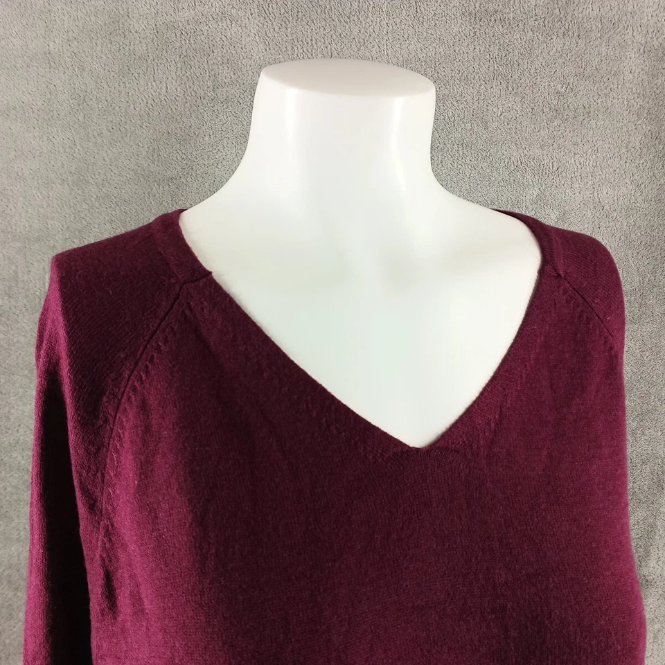 NUEVO CON ETIQUETAS Estilo&Co Otoño Acogedor Suéter Pequeño XL Borgoña Pullover Cuello en V Manga Acanalada Foto 3 de 4