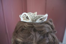 VTG. BEADED BRIDAL HEAD PIECE WITH FAUX CRYSTAL STONES