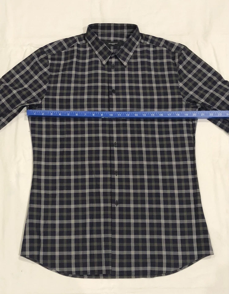 GIVENCHY PARIS 男式 16-41 长袖格子纽扣正装衬衫 — 第 3/4 张图片