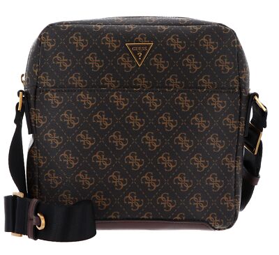 GUESS Torino Top Zip Crossbody Flat Umhängetasche Tasche Brown / Ochre Neu