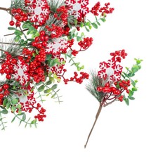 Package of 12 Artificial Berry and Snowflake 10" Winter Floral Picks