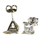 GIA 14k white gold 1.92ct VS1 VS2 I H princess diamond stud earrings NATURAL — photo 5