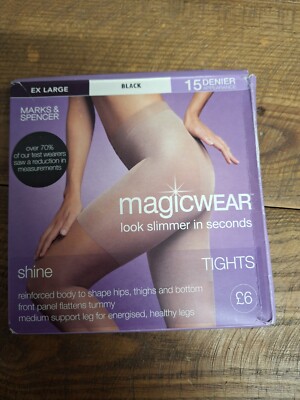 Marks & Spencer Extra Large Black 15 Denier Magic Wear Shine Tights