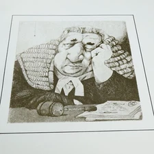 Charles Bragg Vtg Book Plate Print Judge Sleep Law Court Sardonic Humor 80s Art 