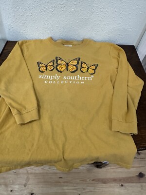 Simply Southern  Become The Change  Butterfly Long Sleeve Graphic Tee Size Small