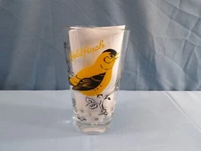 Peanut Butter Glass Tumbler Yellow Goldfinch Bird - Yellow Name Near Top #83