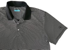 PGA Tour Men's XL Polo Shirt Black White Striped Short Sleeve Sharp Pattern EUC