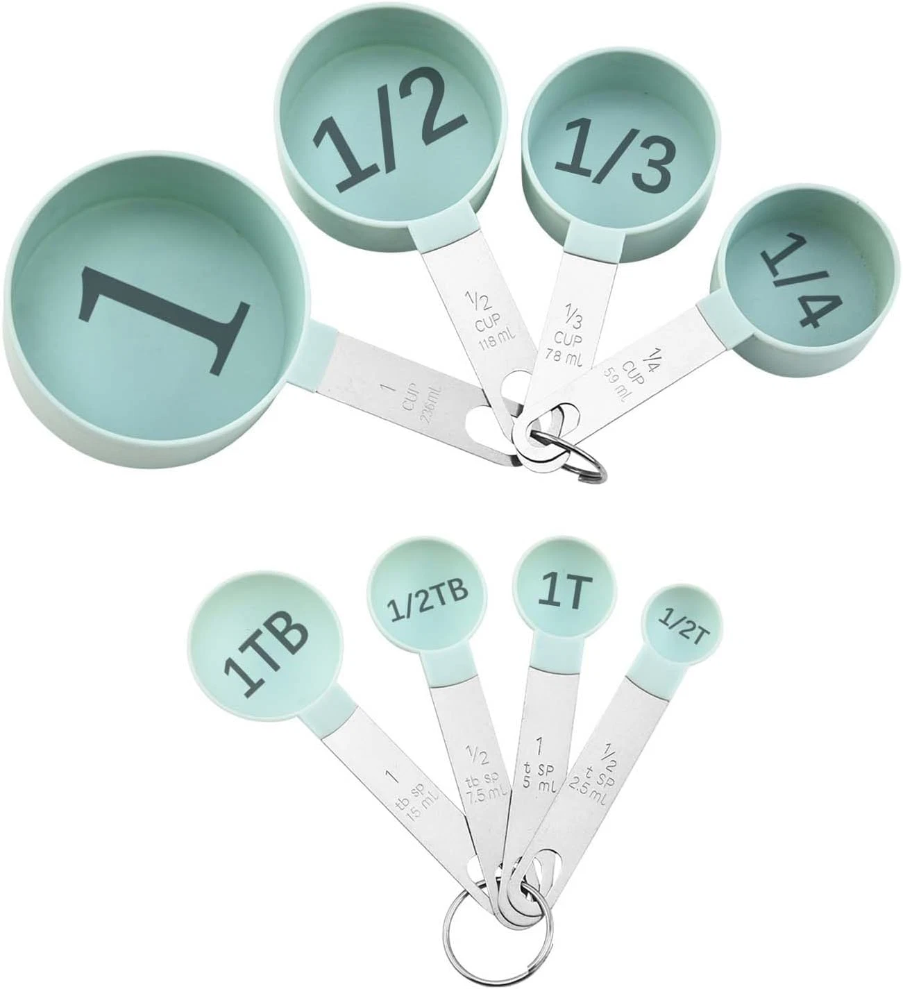 Easy to Read Measuring Cups & Spoons Set for Visually Impaired, Stackable,Large