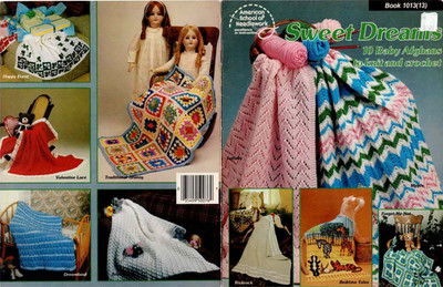 Sweet Dreams Baby Afghan Crochet Knitting Pattern American School 1980 Vintage