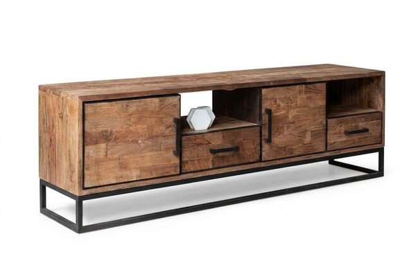 Modernes TV Lowboard Aus Massivholz Mit GroßZüGigem Stauraum-image