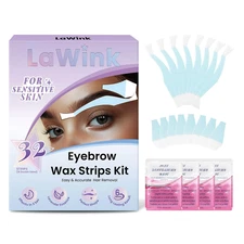 Sensitive Eyebrow Wax Strips, Facial Wax Strips, Ready To Use Wax Tape 32PCS 4 C