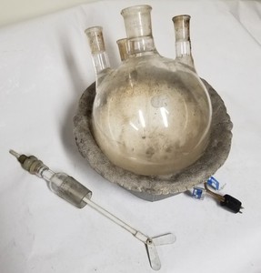 PYREX 5000mL 4 Neck Round Flask 3 × 24/40 & 1 × 45/50 & Glass-Col Heating Mantle